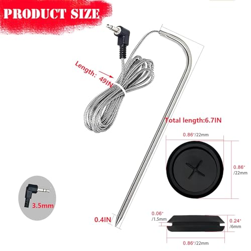 2-Pack Temp Meat Probe Replacement for Pit Boss Pellet Grills and Smokers, 3.5 mm Plug Thermometer Probes ，Compatible with Pit Boss Series Pellet Grill - size: Meat Probe