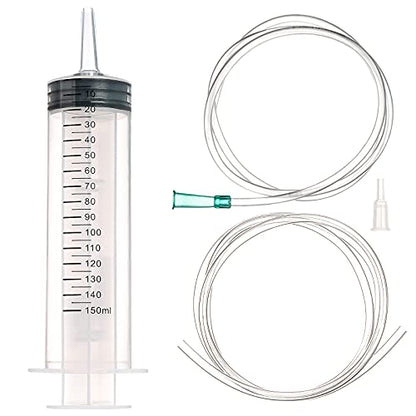 150ml/cc Syringes with Tube 40 Inch Handy Plastic Tubing and Adapter Tip | for Liquid, Refilling Measuring, Dispensing Watering, Plant Irrigation, Feeding Pets, Oil or Glue Applicator - size: 150ML/CC