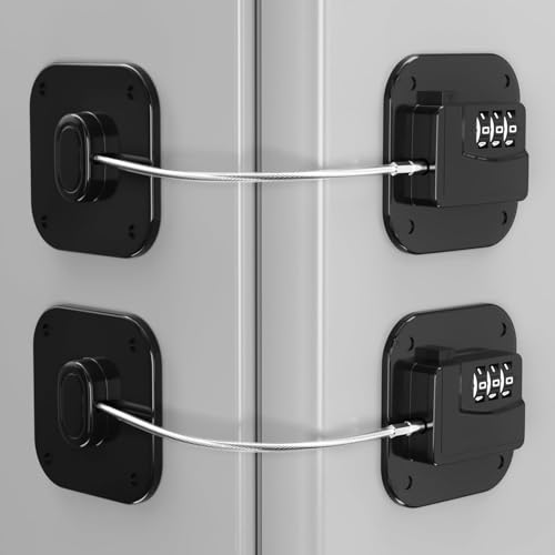 Refrigerator Lock - Heavy Duty Fridge & Cabinet Lock, Keyless Combination Lock for Drawers, Ovens, Trash Cans, and More | Easy Install | Black (2-Pack)