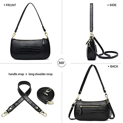 Small Tote Shoulder Bags Purses for Women Retro Classic Crossbody Bags Cute Clutch Purse and Handbag - color: 0-1-black