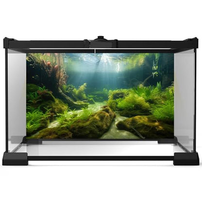 2 Pack Ocean Floor Aquarium Background Underwater World Aquatic Plants Terrarium Backdrop Cave Sunlight Fish Tank Background Rock with Moss Sunlight Rays Aquarium Wallpaper Poster Decor 48x18in
