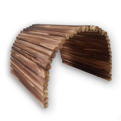 kathson Wooden Rabbit Hideout with Tunnel,Extra Large Bunny Bridge Guinea Pig Wood Ladder Flexible Hamster Ramp Small Animal Climbing Toys for Ferret Hedgehog Chinchillas and Other Rodents - size: XXL (40 x 27.5 inches)
