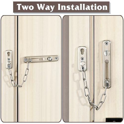Alise Chain Door Guard Lock，Door Chain Locks with Safety Spring Anti-Theft Press Latch,Chain Locks for Inside Door and Extra Front Door Lock, Brushed Nickel(2 Pack) | Stainless Steel,Door Chain Lock Guard with Spring Anti-Theft Press Button,Door Lock Latc