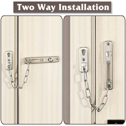 Alise Chain Door Guard Lock，Door Chain Locks with Safety Spring Anti-Theft Press Latch,Chain Locks for Inside Door and Extra Front Door Lock, Brushed Nickel(2 Pack) | Stainless Steel,Door Chain Lock Guard with Spring Anti-Theft Press Button,Door Lock Latc