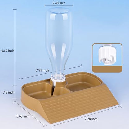 Automatic Reptile Water Feeder Automatic Water Dispenser with Ramp 2-in-1 Turtle Water Bowl Food Dish for Tortoise, Gecko, Snake, Bearded Dragon, Lizard (Brown Yellow) - color: Brown Yellow