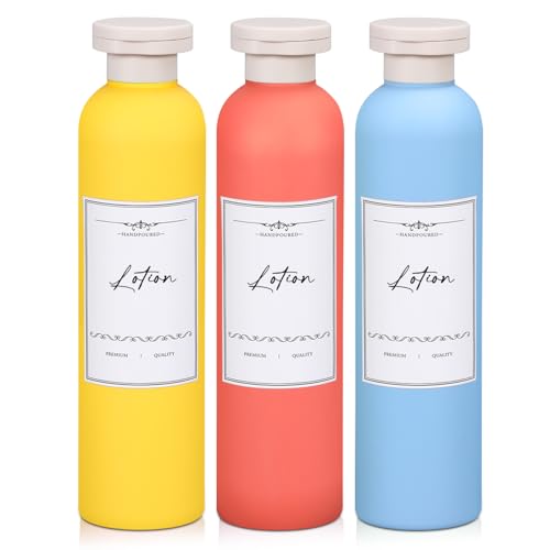 Travel Shampoo Bottle, Empty Plastic Squeeze Bottles 8.8oz with Flip Cap, Lotion Container for Toiletries Travel Size Shampoo and Conditioner - color: Orange+yellow+light Blue