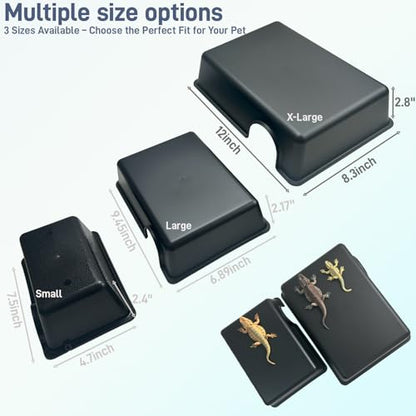 2 Pcs 12in Durable Large Reptile Hide, Ball Python Hide, Leopard Gecko Hide, Bearded Dragon Hide, Easy to Clean Reptile Cave for Tank, Snake Hide Large Enclosure (12" x 8.3" x 2.8" X-Large) - size: X-Large (2-Pack)