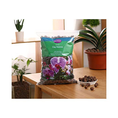 Rurtsva Natural Clay Pebbles 8LBS– 8mm-15mm Expanded Leca Balls for Hydroponics Plants Drainage Grow Media Reusable Soil Amendment for Orchids, Succulents, Aquaponics - size: 8LBS