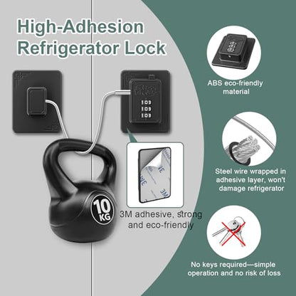 2-Pack Password Refrigerator Lock, Combination Child Proof Safety Lock，Baby Proofing fridge lock，Door Latches for Fridge Cabinet Drawer Closet, Freezer Lock No Keys Needed (Black)