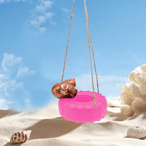 Hermit Crab Tire Swing Toy, Hermit Crab Climbing Toy, Reptile Tank Aquarium Decoration Accessory, Suitable for Small to Medium Sized Hermit Crabs, 3.7 Inches in Diameter - color: Red