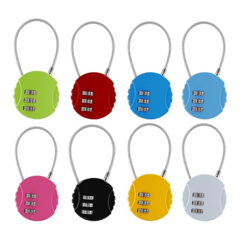 Litoexpe 8 Pcs Combination Cable Lock 8 Colors | 3-Digit Code, Steel Cable, for Backpack, Suitcase, and Luggage - color: 8 Colors