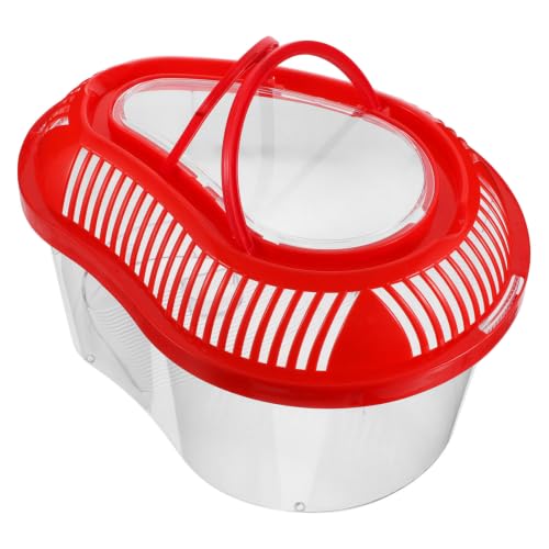 LALAFINA Portable Plastic Reptile Breeding Box with Ventilation Holes, Red Reptile Container Suitable for Travel and Outdoors, Aquarium Fish Tank and Turtle Carrier