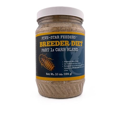 Roach Breeder Diet – Part 1: Carb Blend – Breeder-Optimized Formula for Dubia Roaches and Feeder Insects – 10 oz Plastic Jar