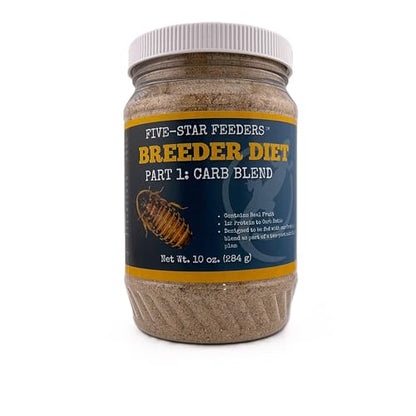 Roach Breeder Diet – Part 1: Carb Blend – Breeder-Optimized Formula for Dubia Roaches and Feeder Insects – 10 oz Plastic Jar