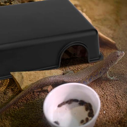 Hypeety Reptile Hide Box Small Animal Hide Cave for Snakes Lizards Geckos | Durable, safe material, smooth surface, maintain humidity, easy to clean, provides secure hiding space, balck, 1 pack, M