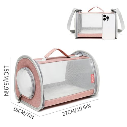Guinea Pig Carrier Travel Small Animal Bag Lizard Bird Rabbit Cage Squirrel Breathable Bag Portable Hamster Pet Hangbag (Small, Pink) - color: pink, size: Small