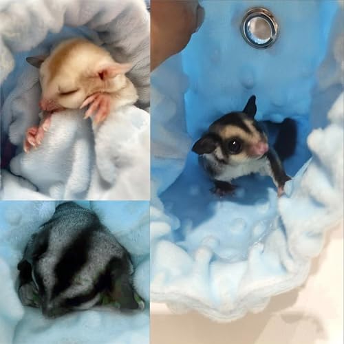 3 Pack Sugar Glider Tote Plush Sleeping Pouches and Anti Bite Calming Mitten, Warm Sleeping Bag Portable Drawstring Bonding Pouch Soothing Glove for Small Pets (Blue) - color: Blue