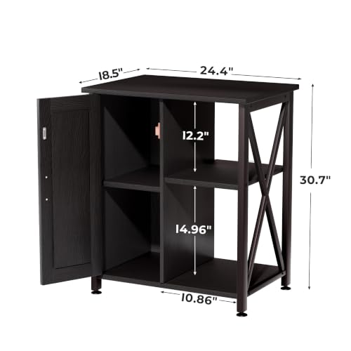 Herture 45-67 Gallon Reptile Tank Stand with Power Outlet, Terrarium Stand with Storage Cabinet, 24" Wx18 D Tabletop, Reptile Terrarium, Black PG12XYB - color: Black, size: 24x18"-46-67 Gallon