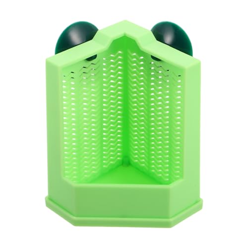 Reptile Corner Hunting Bowl: Plastic Feeder Box - Food Dish with Suction Cups for Wall Terrarium Glass Mount Bearded Dragons Insect Feeding Green - size: 12.00X11.00X7.80CM