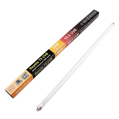 Aiicioo T5 HO Reptile UVB Light - Desert UVA UVB 10.0 Fluorescent Lamp 22" Tube Lighting Desert Reptile UVB Lamp 24W for Turtles Chameleon Tortoises Lizard Bearded Dragon - style: T5 Tube-24W 10.0