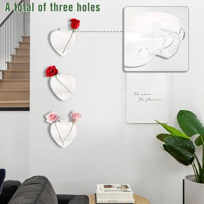 Wall Hanging Planter Propagation Station for Indoor Plants Glass Wall Plant Station for Flowers, Hydroponics PlantsBathroom, Home Office Living Room Decor - 3 Sets, Heart
