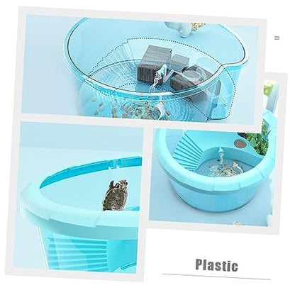 POPETPOP 2pcs Turtle Tank Integrated Basking Area Aquarium for Pet Turtles Habitat for Healthy Breeding and Easy Cleaning
