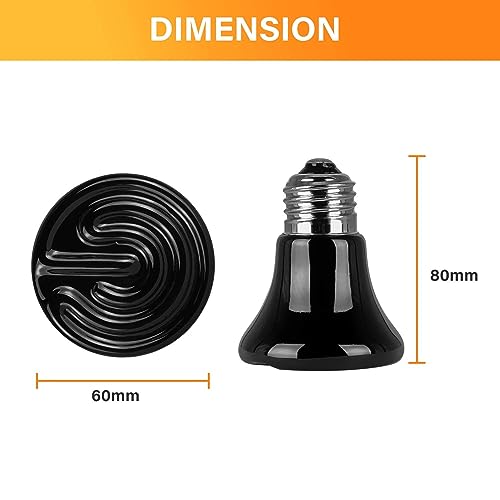 Simple Deluxe 25W (Mini) Ceramic Heat Emitter Reptile Heat Lamp Bulb No Light Emitting Brooder Coop Heater for Amphibian Pet & Incubating Chicken, Black, 1-Pack - size: 25 Watts, style: 1 Pack