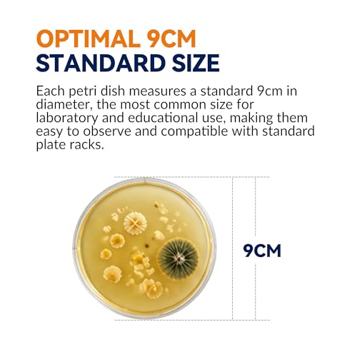 9cm Nutrient Agar Petri Dishes, Triple Vacuum Sealed, 10 PCS | Pre-Poured lab kit includes 10 sterile swabs, 2 pipettes & 2 vials, perfect for science and educational use - color: Nutrient Agar Petri Dishes