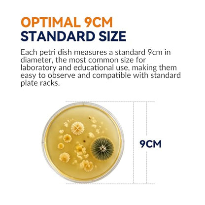 9cm Nutrient Agar Petri Dishes, Triple Vacuum Sealed, 10 PCS | Pre-Poured lab kit includes 10 sterile swabs, 2 pipettes & 2 vials, perfect for science and educational use - color: Nutrient Agar Petri Dishes