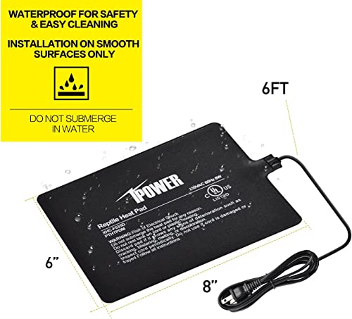 iPower Reptile Heat Pad Under Tank Terrarium Warmer Heating Mat for Turtle, Lizard, Frog, Snake, Reptile, and Other Small Animals, 6X8 Inch, 8W, 2 Pack - size: 6 X 8 Inch, style: 2 Pack