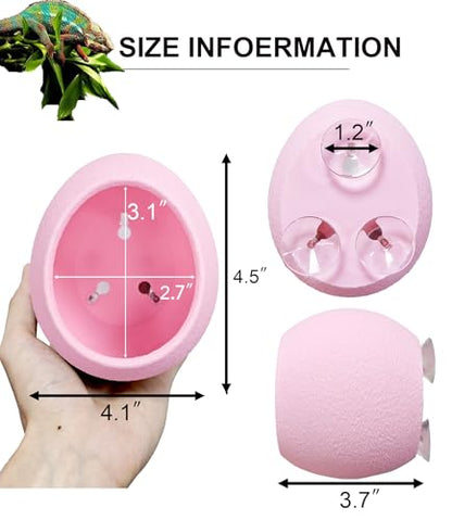 Woyrise Reptile Hide Cave Plastic Egg Shape Hideout, Gecko Hide with Strong Suction Cups Climbing Toys Reptile Shelter Sleeping Cave for Arboreal Reptiles, Frogs, Spiders Terrarium Decor - Pink