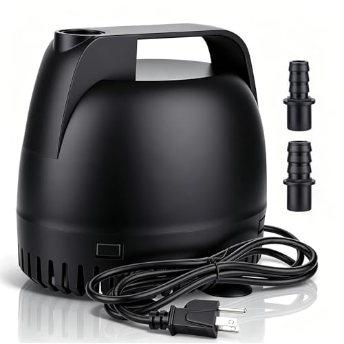 hygger 660GPH Submersible Pump Aquarium, Fish Tank Water Pump Adjustable Flow with 2 Nozzles, 8.2 ft High Lift Quiet Fountain Pump for Aquarium, Pond, Hydroponics, Water Garden - size: M