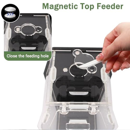 Acrylic Spider Enclosure Coffin House with Magnetic Lock | Coffin-Shaped House, Magnetic Lock & Feeding Port, No Tools Assembly, Jumping Spider Habitat, Easy Clean - color: Black