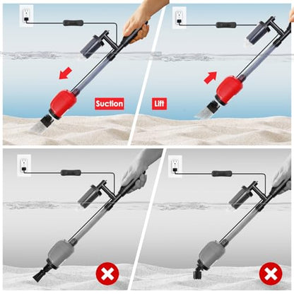 36W Electric Gravel Cleaner for Aquariums, Automatic Fish Tank Vacuum