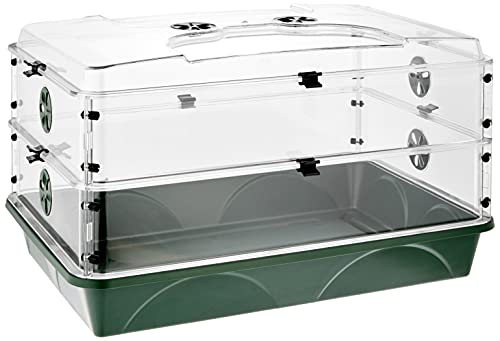 24" x 15" x 12.75" Domed Propagator with 2 Height Extenders and Locking Clip Set, Green - size: 2 Side Extenders and Locking Clip Set