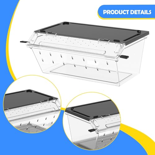 Reptile Breeding Box Enclosure cage Tank Acrylic Hatching case with Small Vents and Flexible Landscaping Space Suitable for Turtle Transport, Black