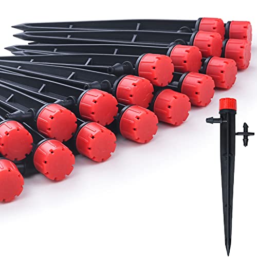 Drip Emitters for 1/4" Tubing: 360° Adjustable Irrigation Dripper, 50pcs | Includes 1/4" Barbed Coupling Fitting - 1/4" Drip Emitter for Drip Irrigation System Kits, Greenhouses – for Home Gardeners - size: 50pcs Drip Emitters with 1/4" Fitting