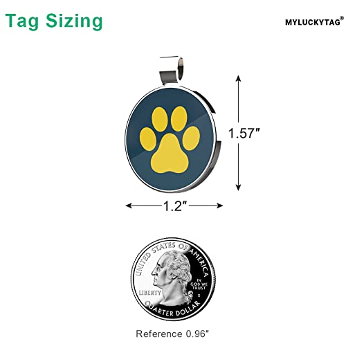 MYLUCKYTAG QR Code Pet ID | Personalized Dog & Cat Collar Tag | Online Profile with Instant Scanned Location Alert Email - style: Yellow Paw