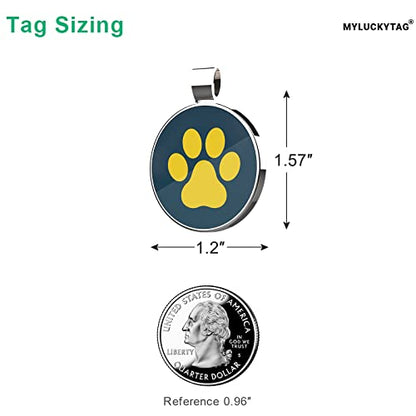 MYLUCKYTAG QR Code Pet ID | Personalized Dog & Cat Collar Tag | Online Profile with Instant Scanned Location Alert Email - style: Yellow Paw
