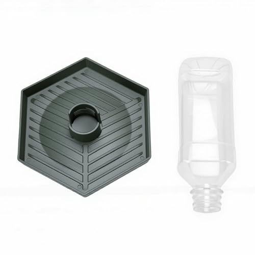 Haofy Reptile Water Bottle 6.3 x 5.9 x 5. inches Turtle Food and Water Bowl Automatic Feeders Waterer Tortoise Dispenser Bottle Feeding Dish for Lizard Chameleon (L) - color: Dark Green
