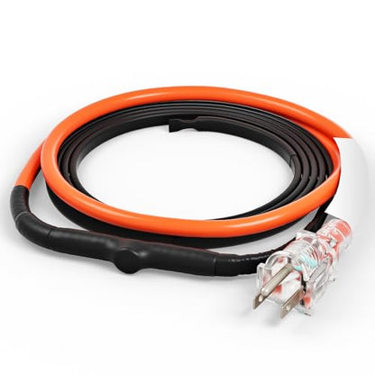 VEVOR Self-Regulating Pipe Heating Cable, 3FT 5W/FT Heat Tape for Pipes Freeze Protection, Water Pipe Heat Cable with Built-in Thermostat Protects PVC Hose, Metal and Plastic Pipe from Freezing - size: 3FT