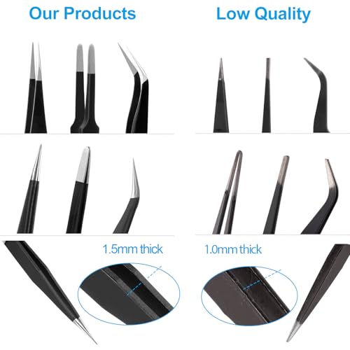 YHYZ 3PCS Precision Tweezers Set, Premium Stainless Steel Anti-Static ESD Tweezes, Suitable for Tweezers, for Craft, Electronic, Soldering, Model, Hobby, Jewelry Making Laboratory - style: 3pcs, Version 1