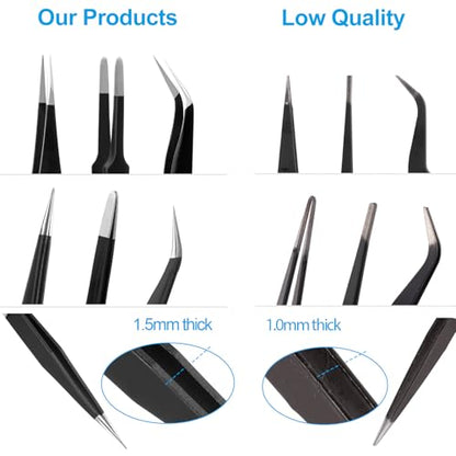 YHYZ 3PCS Precision Tweezers Set, Premium Stainless Steel Anti-Static ESD Tweezes, Suitable for Tweezers, for Craft, Electronic, Soldering, Model, Hobby, Jewelry Making Laboratory - style: 3pcs, Version 1