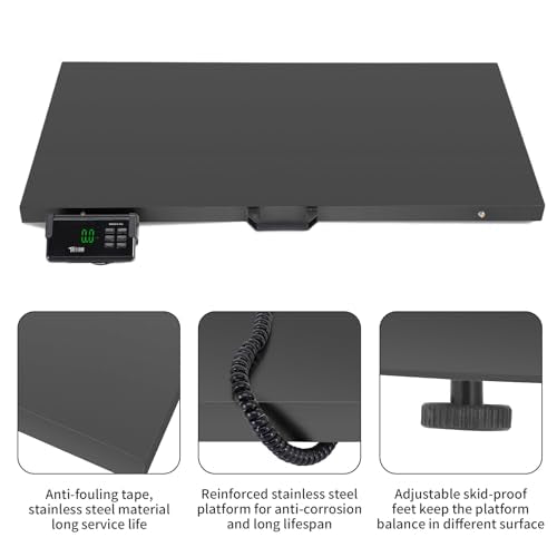 TUFFIOM 1100Lbs x 0.2Lbs Postal Digital Shipping Livestock Scale, Electronic Stainless Steel Platform Heavy Duty Vet Animal Floor Scale,Dog Puppy Pig Goat Sheep Scale, Black - color: Black