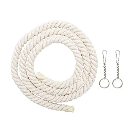 78.7 Inches Cotton Climbing Rope Toy, Lengthen and Bold Bird Ladder Bridge, Swing Toys, Pet Cage Accessories for Parakeets, Cockatiels, Macaw, African Grey Parrot