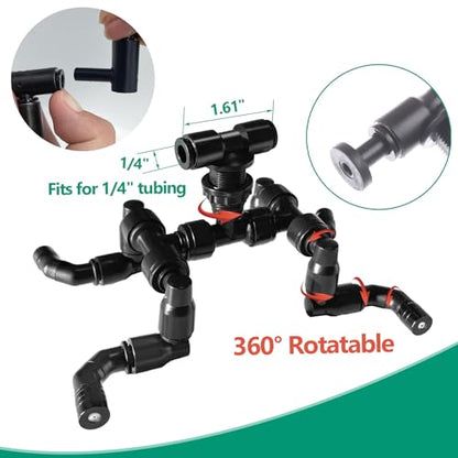 Reptile Mister Nozzles - Four-Jet 360 Adjustable Misting System Nozzles 1/4'' Metal for Terrarium, Paludarium, Vivarium, Plants - size: Four-Jet Nozzle