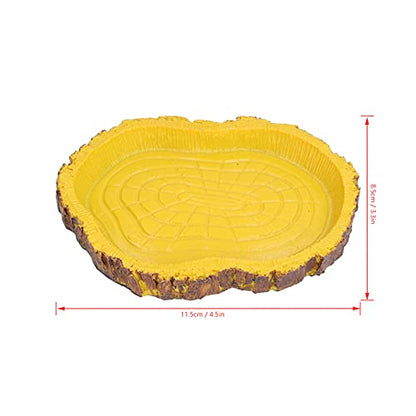 YOUTHINK Reptile Food Basin Imitation Bark Lizard Feeder Resin Dish for Small Reptiles