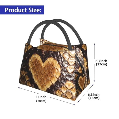Lunch Bag For Women Men Snake Scales Lunch Tote Bags Insulated Reusable Lunchbox For Work Travel Picnic