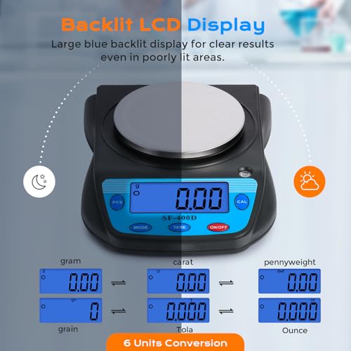 Digital Lab Scale 600g x 0.01g Precision Electronic Scale LCD Display Analytical Balance Jewelry Scale Scientific Scale 0.01g Accuracy - color: Black