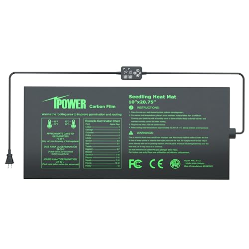 iPower 10"x20.75" Seedling Heat Mat with Built-in Temperature Controller, MET Certified Waterproof Plant Heating Pad, for Germination, Breeding, Brewing - size: 10" x 20.75", style: with Digital Controller